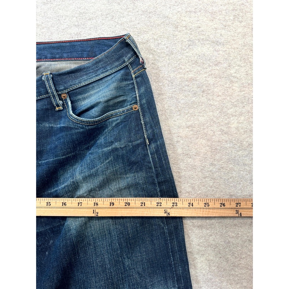 Levis 501 Jeans Mens 36x32 Blue Whiskered Denim Straight Leg Dark Wash Logo - Picture 10 of 15
